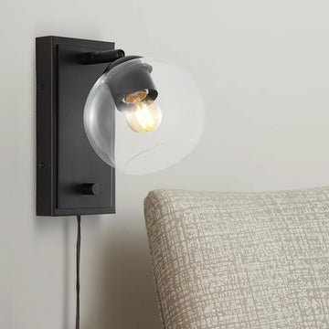 Hugo 6" Minimalist Modern Plug-In or Hardwired Adjustable Iron LED Wall Sconce with Rotary Dimmer - JONATHAN Y